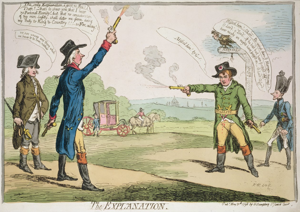 The Explanation, Hannah Humphrey, 1787, kézzel színezett rézkarc alkotó: James Gillray