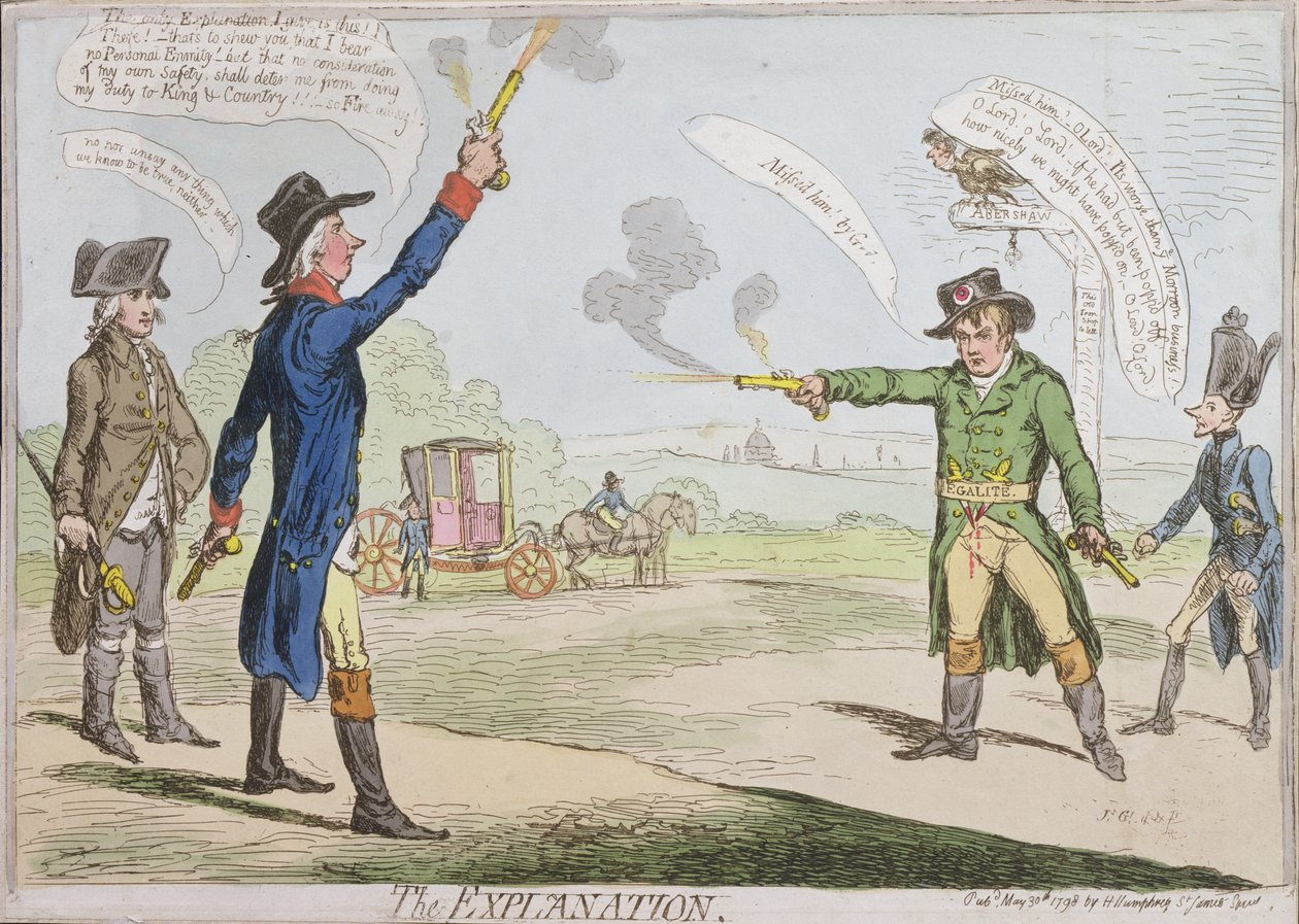 A magyarázat, Hannah Humphrey 1798-ban (kézzel színezett rézkarc) alkotó: James Gillray