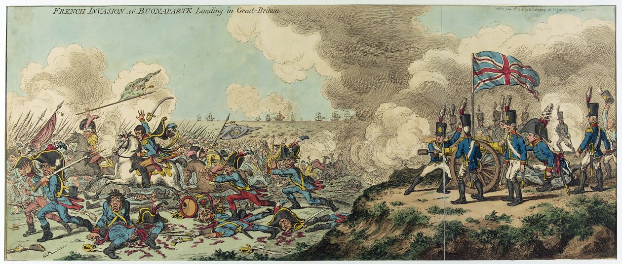 A francia invázió vagy Bonaparte Napóleon partraszállása (1769-1821) Nagy-Britanniában (metszet) alkotó: James Gillray