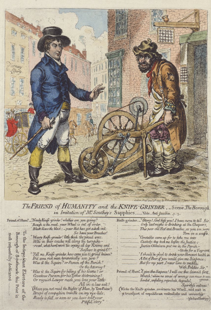 "Az emberiség barátja és a késes daráló", 1797 alkotó: James Gillray