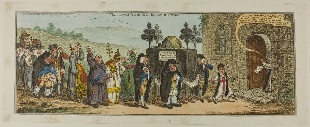 A Broad-Bottom gyászmenet alkotó: James Gillray