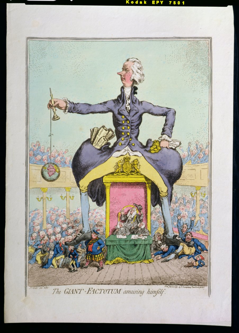 A magát mulattató Óriás Factotum, Hannah Humphrey 1797-ben (kézzel színezett rézkarc) alkotó: James Gillray
