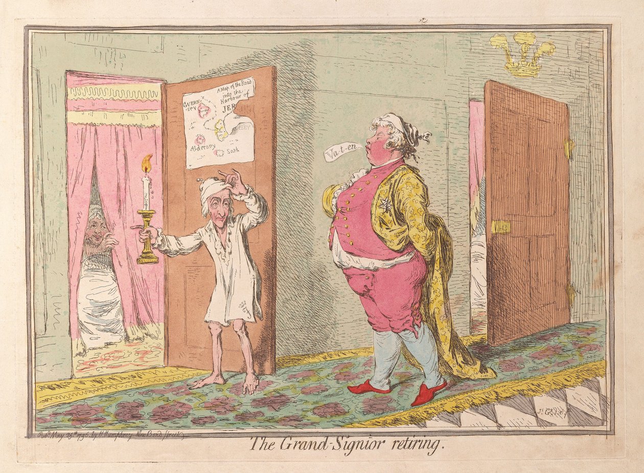 A Grand Signior nyugdíjba vonul, kocsma. 1796 (kézzel színezett metszet) alkotó: James Gillray