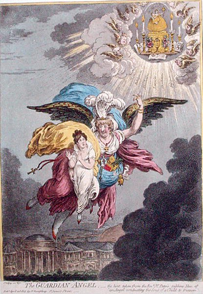 Az őrangyal, Hannah Humphrey adta ki 1805-ben (kézzel színezett rézkarc) alkotó: James Gillray
