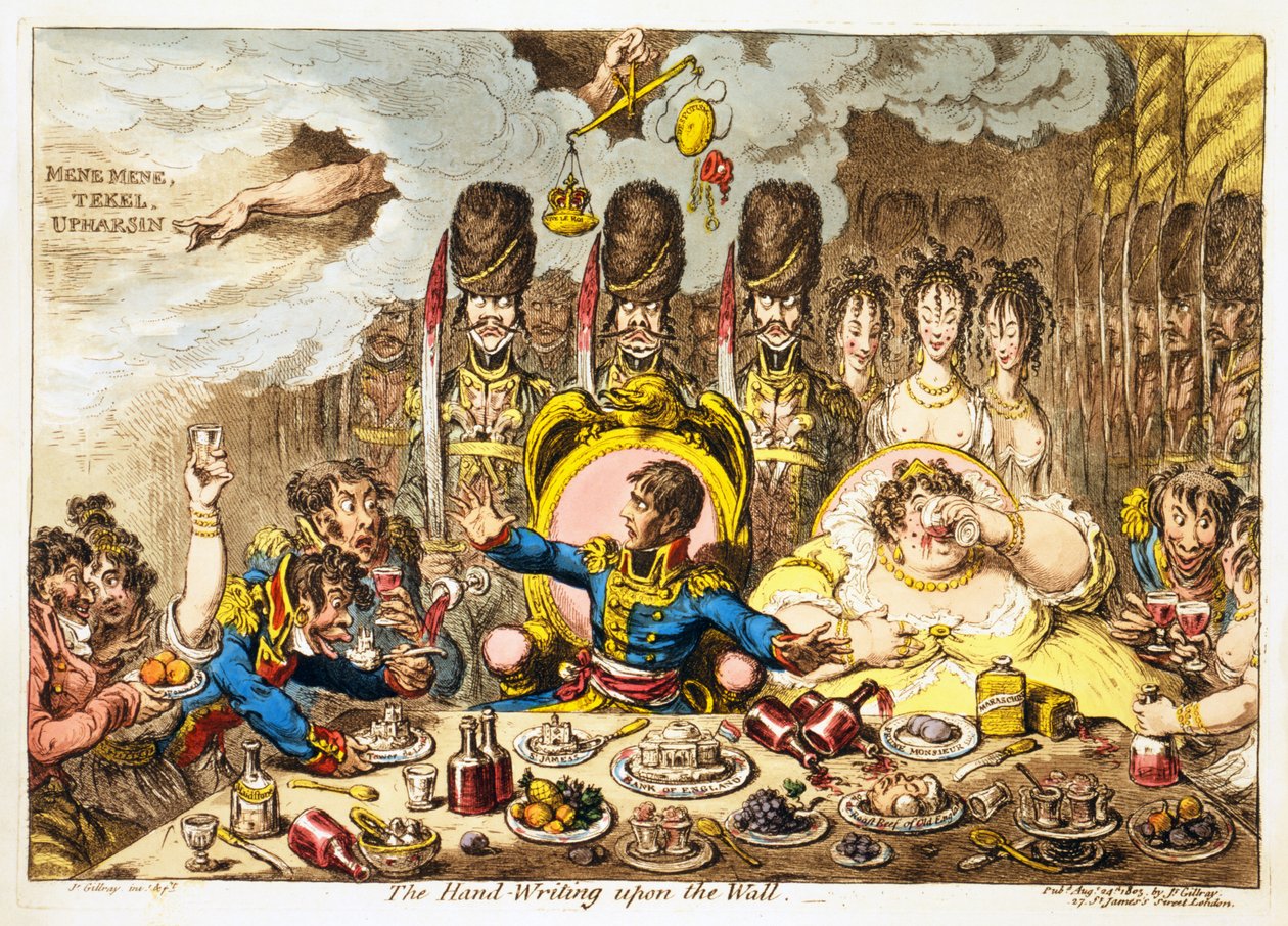 The Hand-Writing on the Wall, kocsma. 1803 (kézzel színezett metszet) alkotó: James Gillray