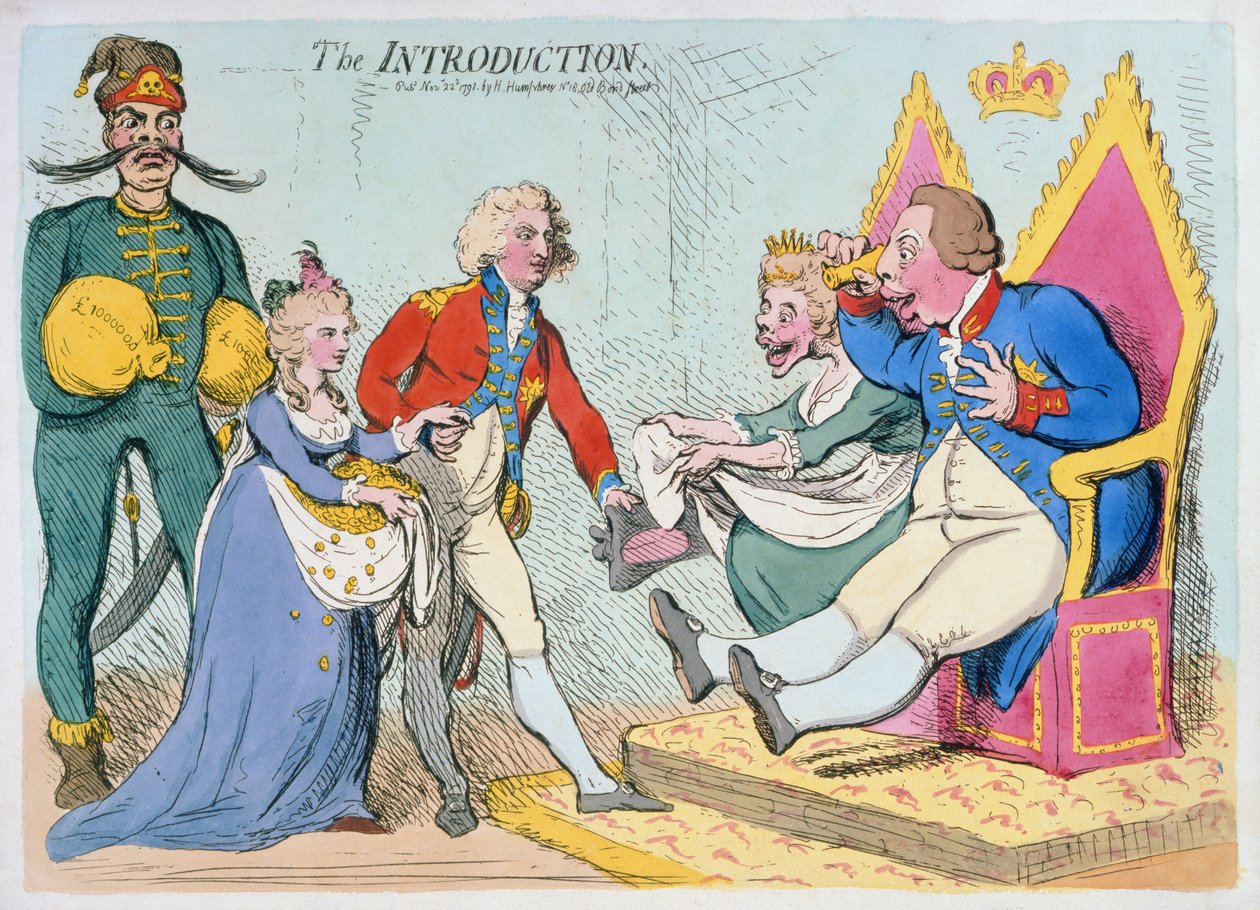 A Bevezetés, Hannah Humphrey, 1791 (kézzel színezett rézkarc) alkotó: James Gillray