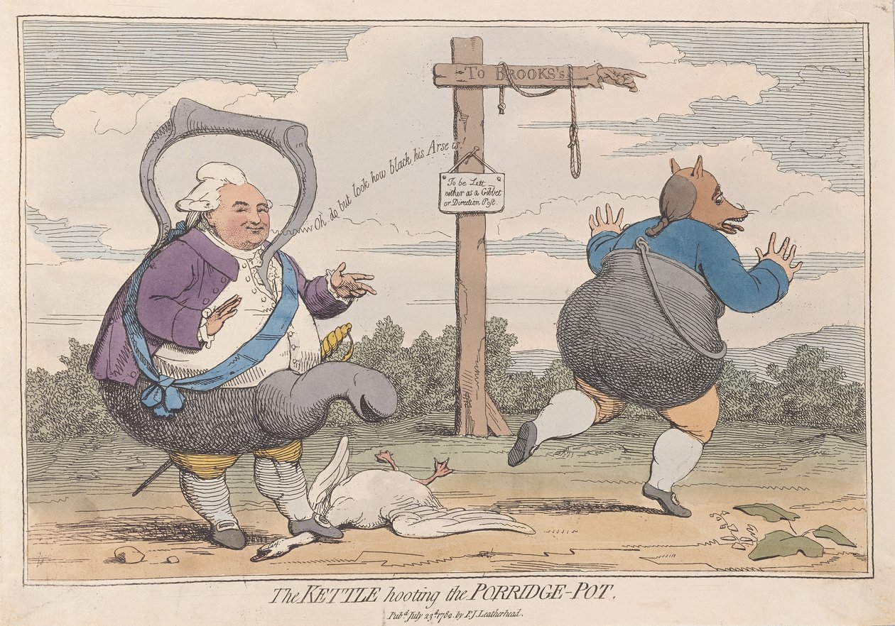 A vízforraló a zabkását üst, kocsma. 1782 (kézzel színezett metszet) alkotó: James Gillray