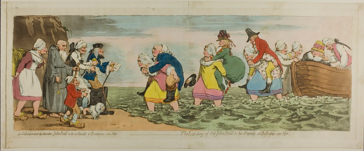 Sir John Bull és családja partraszállása Boulogne sur merben alkotó: James Gillray