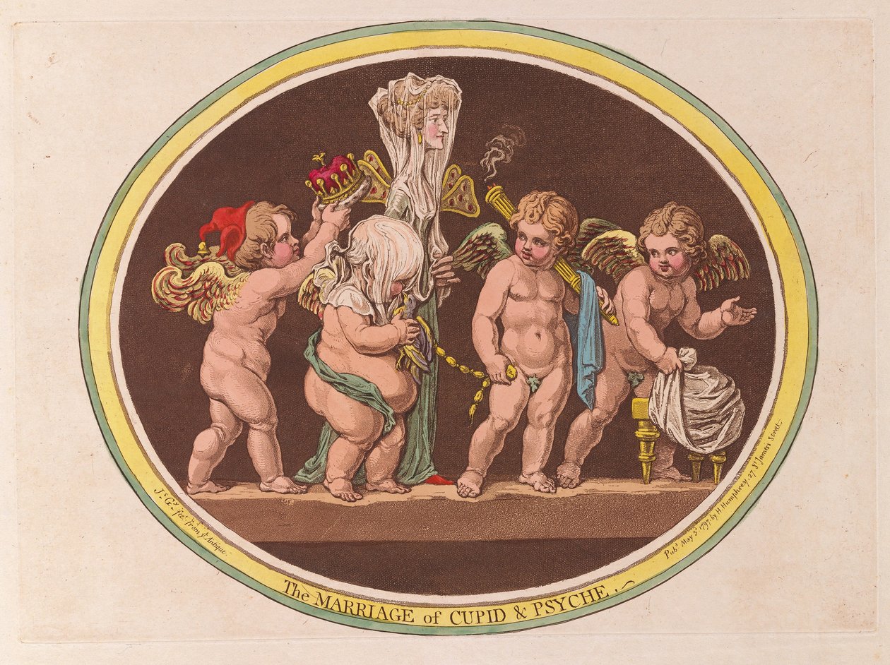 Cupido és Psyche házassága, pub. 1797 (kézzel színezett metszet) alkotó: James Gillray