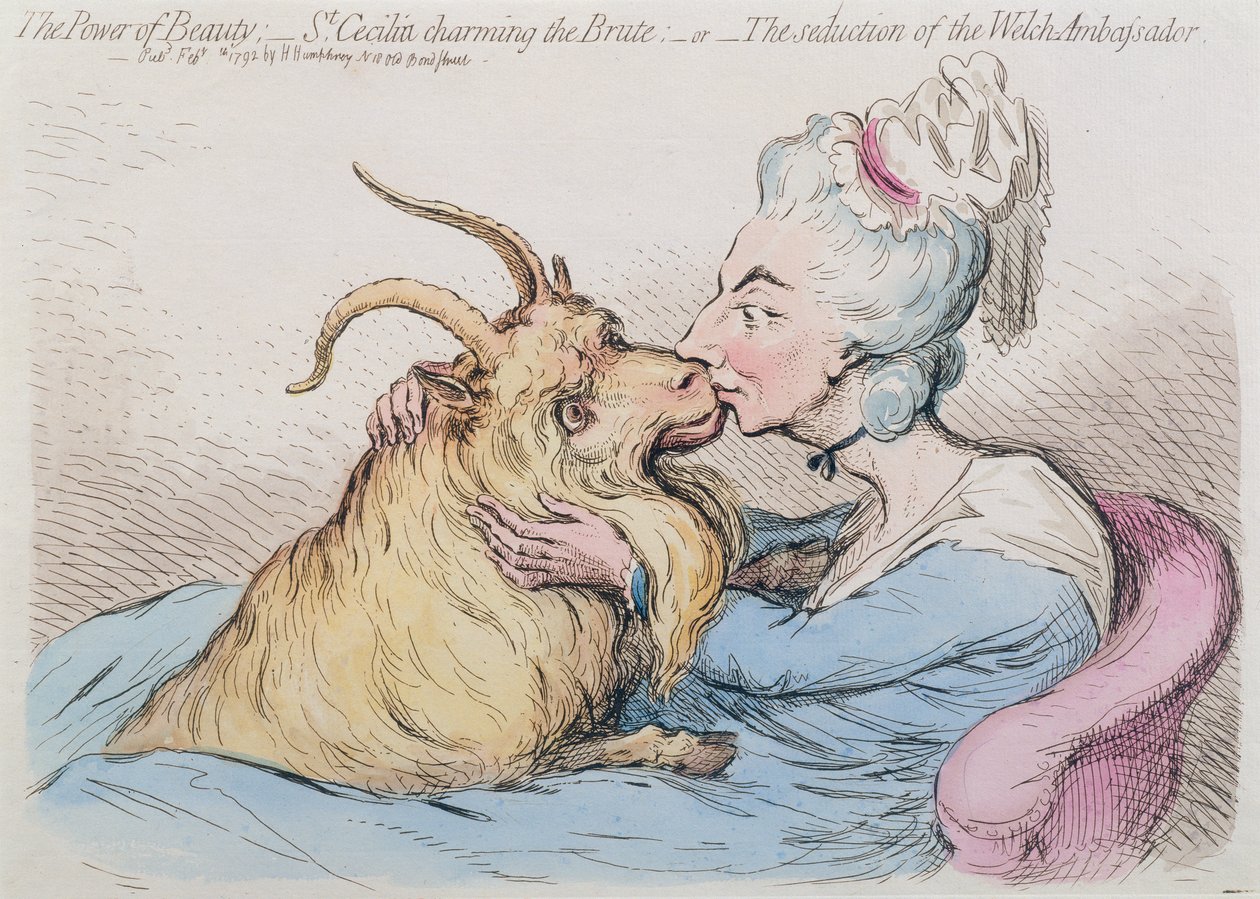 A szépség ereje: vagy A Welch nagykövet elcsábítása, kiadta Hannah Humphrey 1792-ben (kézzel színezett metszet). alkotó: James Gillray