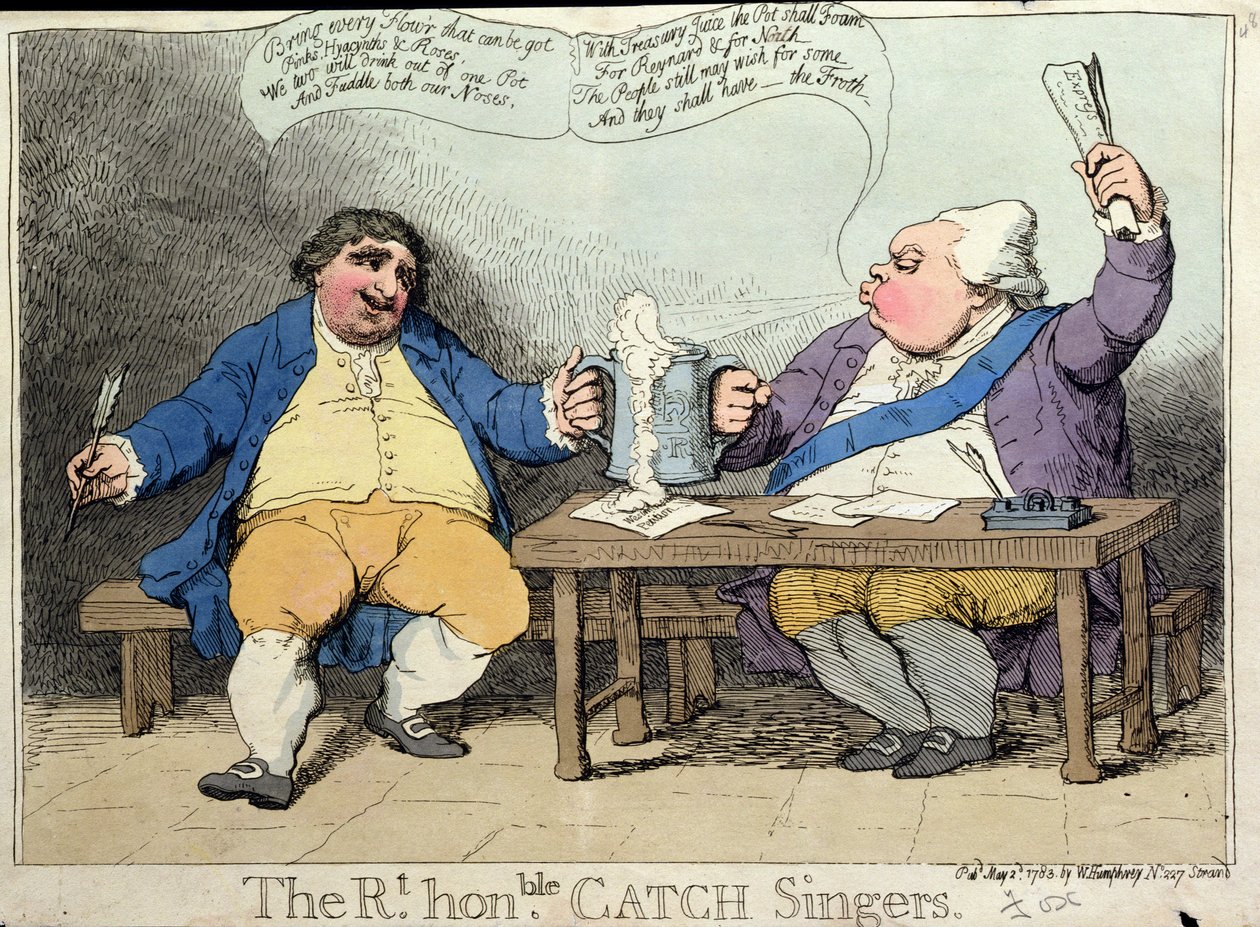 The Right Honourable Catch Singers, kiadta William Humphrey 1783-ban (kézi színezett metszet) alkotó: James Gillray