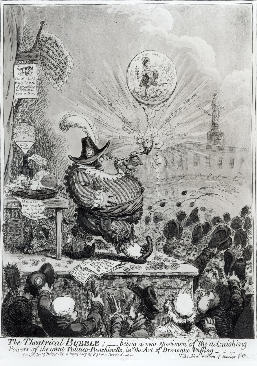 A Theatrical Bubble... Kiadó: Hannah Humphrey (fl.1778-1822) 1805 (rézkarc és aquatint) alkotó: James Gillray