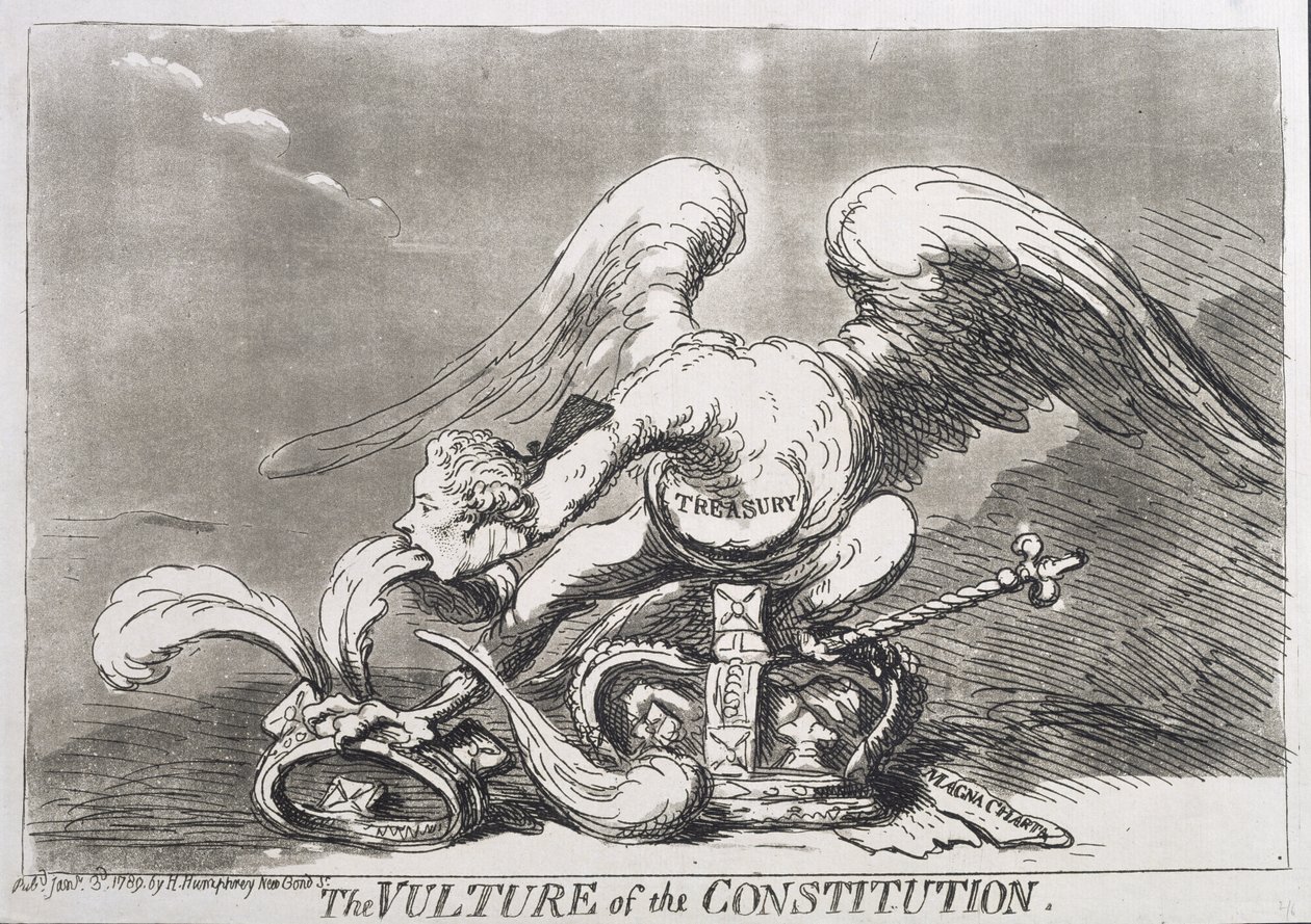 Az alkotmány keselyűje, Hannah Humphrey adta ki 1789-ben alkotó: James Gillray