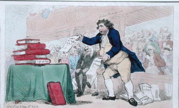 The Word Eater, kiadó: S.W. Fores 1788-ban (kézzel színezett rézkarc) alkotó: James Gillray
