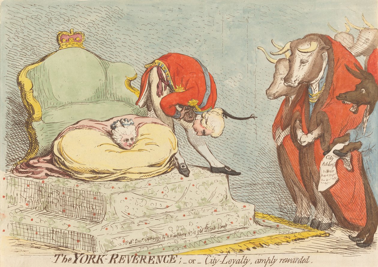 A York iránti tisztelet; – vagy – A város iránti hűség bőségesen megjutalmazva alkotó: James Gillray