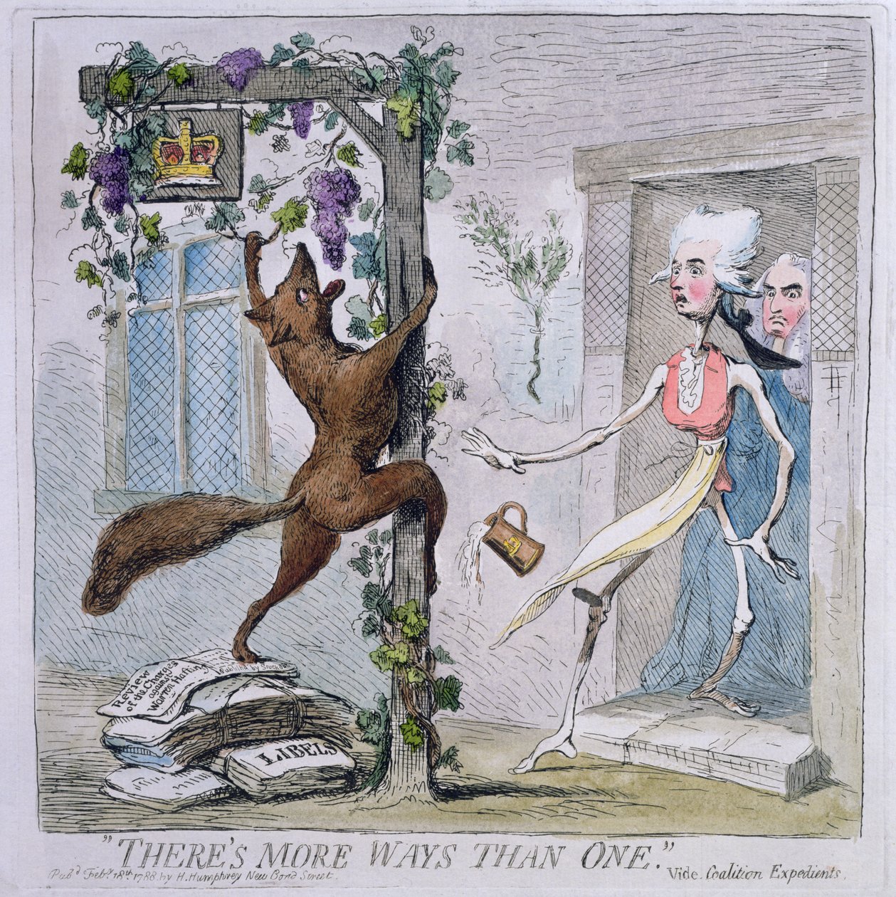 "Több út van, mint egy" vagy a Coalition Expedients, Hannah Humphrey 1788-ban (kézzel színezett rézkarc) alkotó: James Gillray