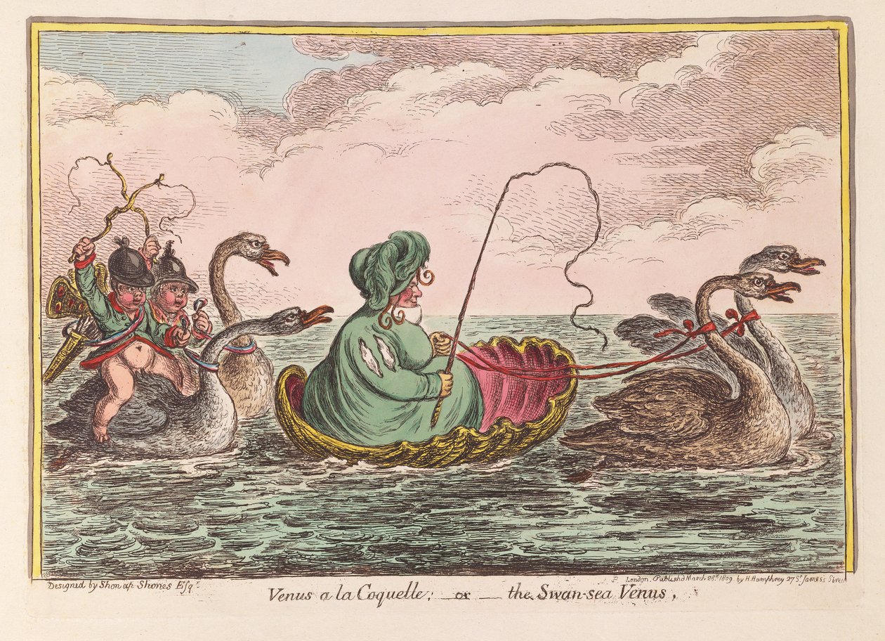 Venus a la Coquelle; vagy a Hattyú-tenger Vénusz, kocsma. 1809 (kézzel színezett metszet) alkotó: James Gillray