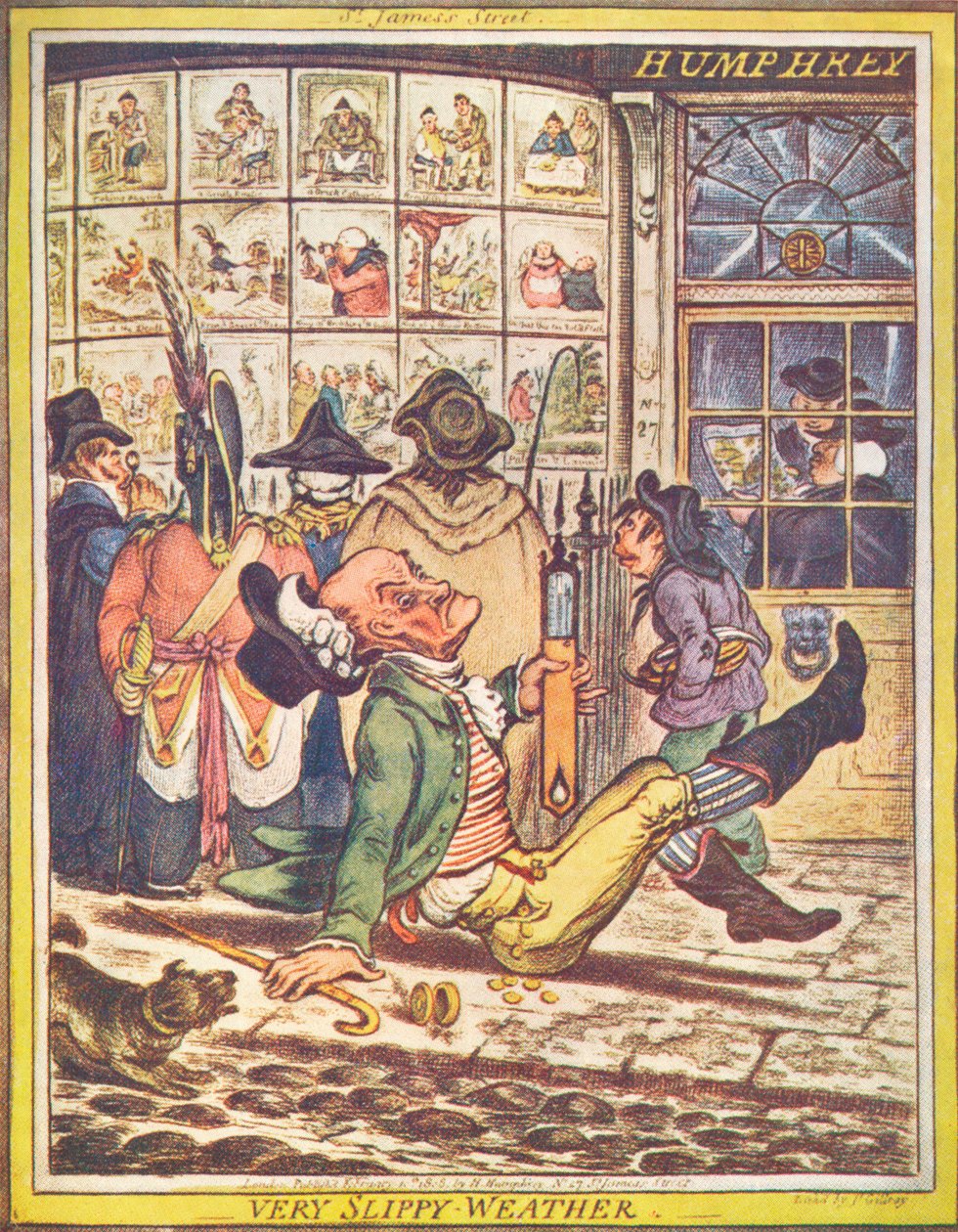 Nagyon csúszós idő, 1808 alkotó: James Gillray
