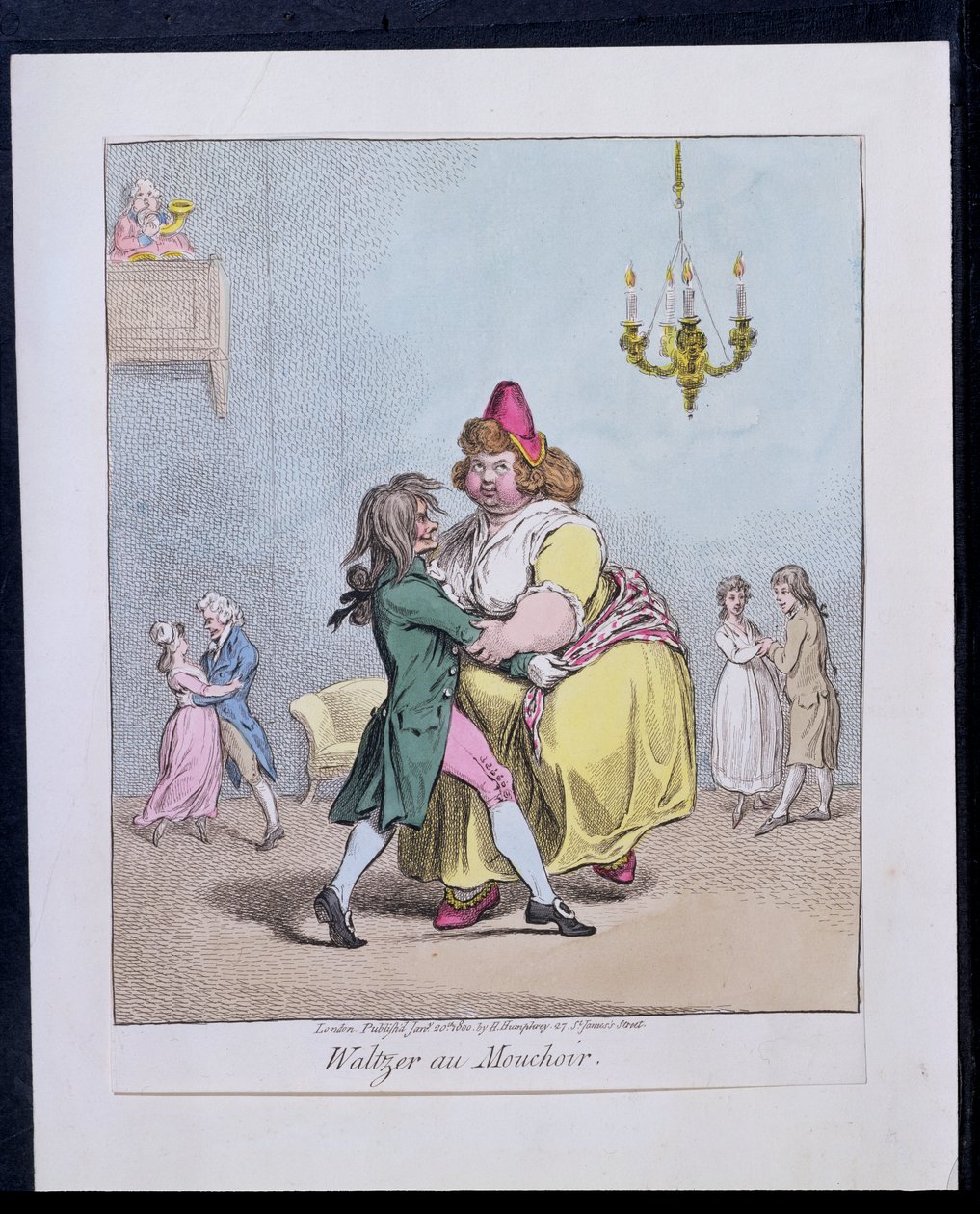 Waltzer au Mouchoir, Hannah Humphrey adta ki 1800-ban (kézzel színezett rézkarc) alkotó: James Gillray