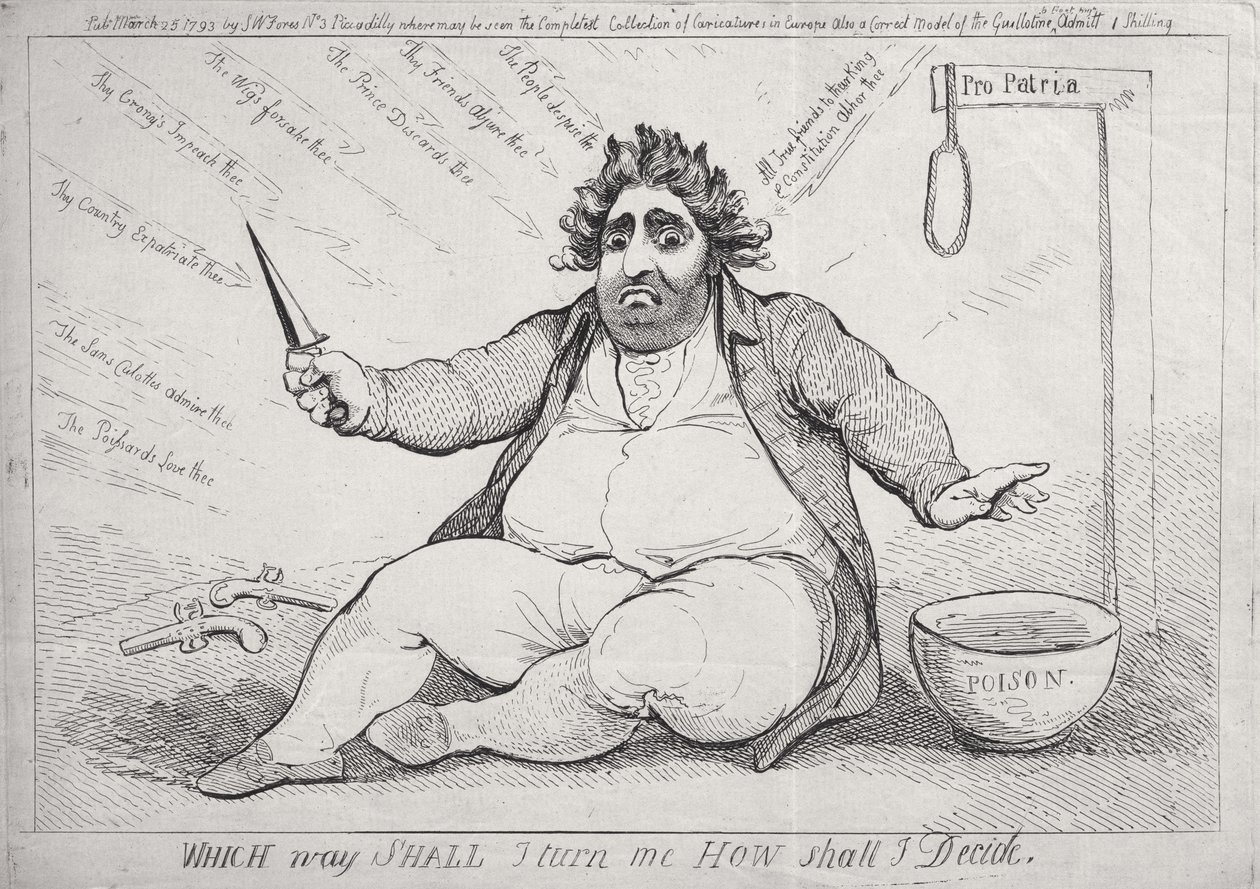 Milyen irányba forduljak, Hogyan döntsek, S.W. Fores 1793-ban alkotó: James Gillray