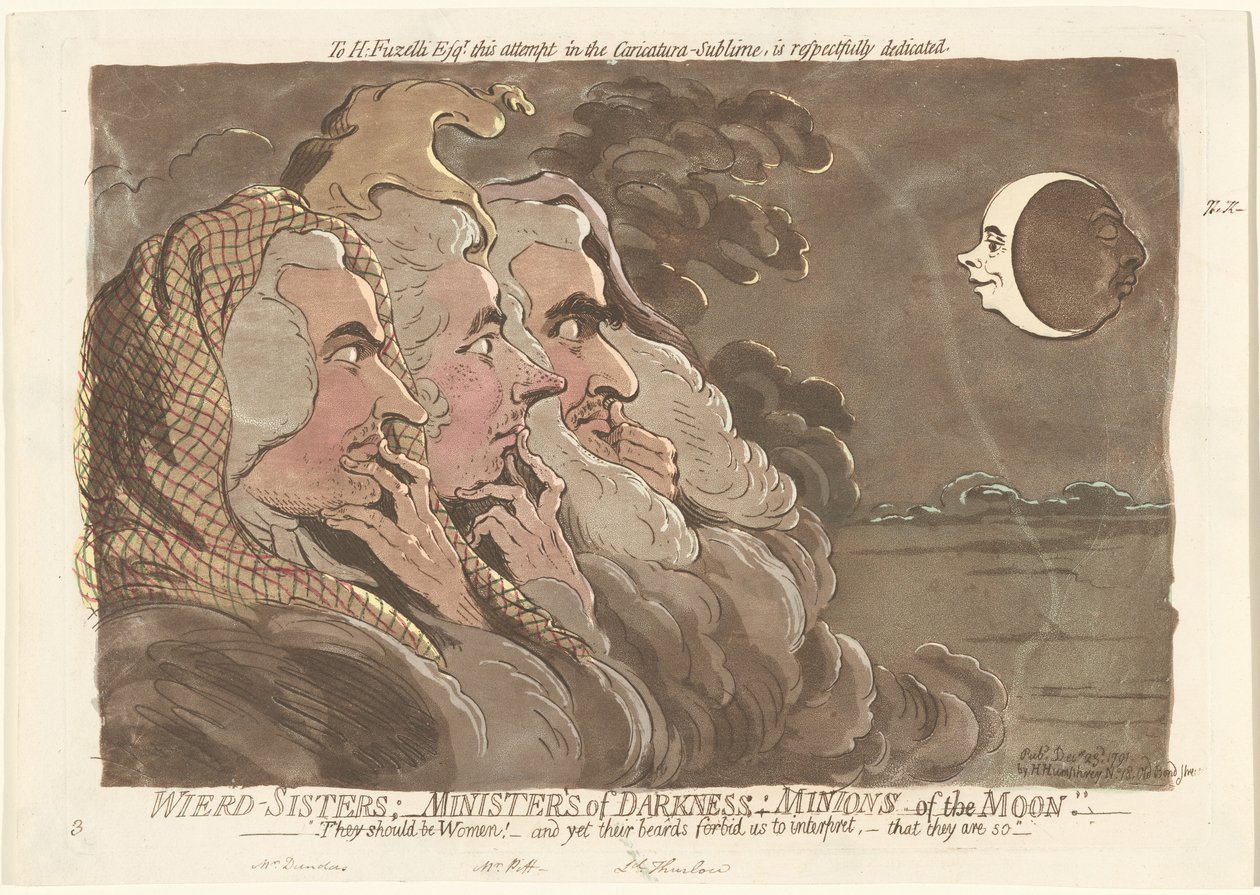 Furcsa-nővérek; A sötétség miniszterei; A Hold csatlósai alkotó: James Gillray