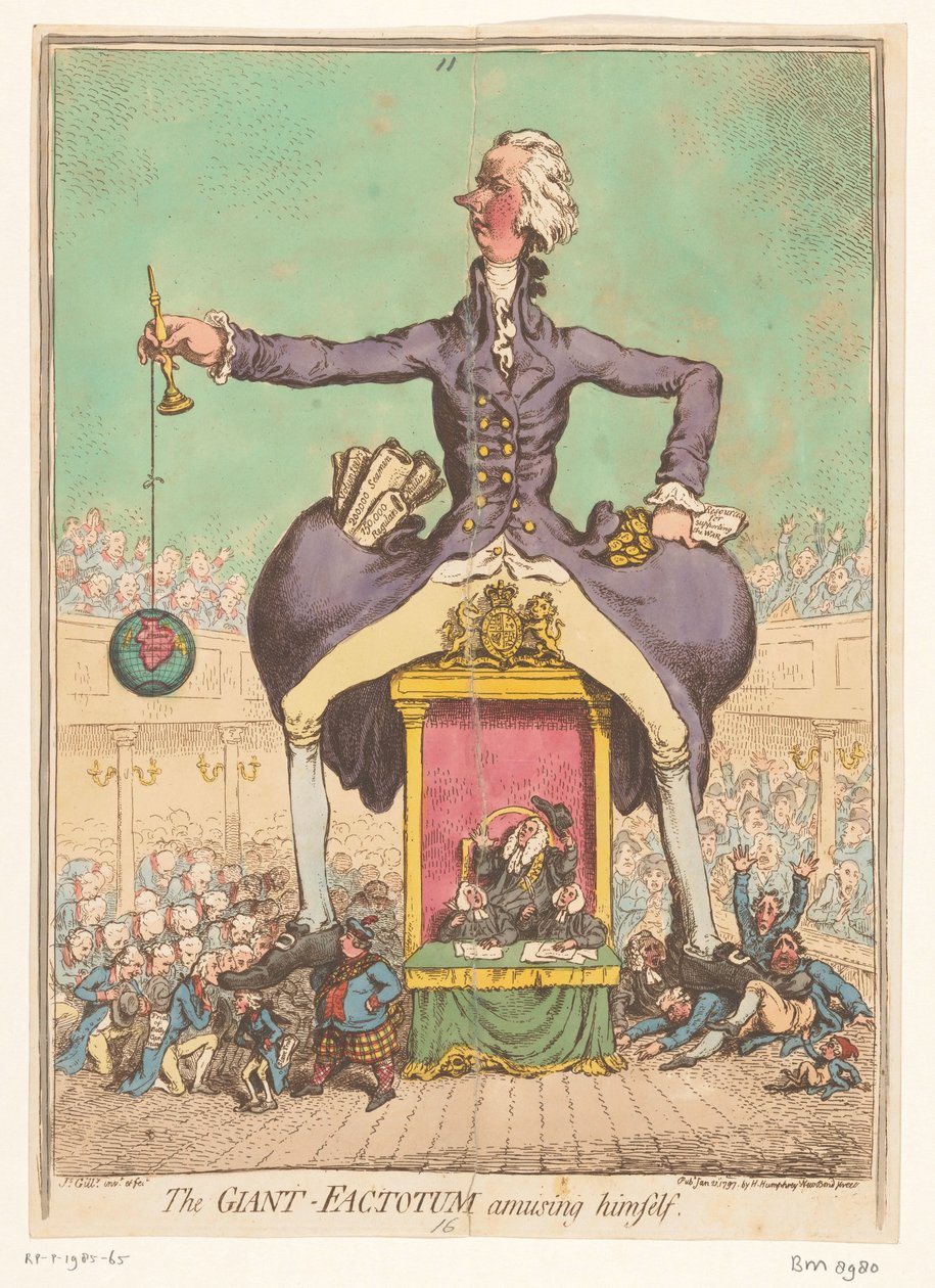 William Pitt a Parlamentben játszik, 1797 Az Óriás Factotum szórakoztatja magát alkotó: James Gillray