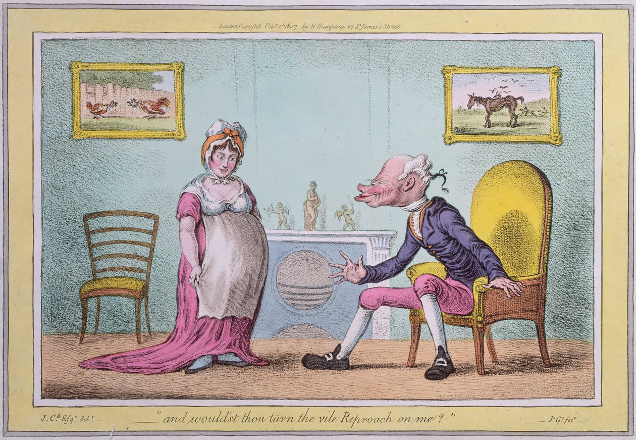 "És rám fordítod-e az aljas szemrehányást" Hannah Humphrey 1807-ben (kézzel színezett rézkarc) alkotó: James Gillray