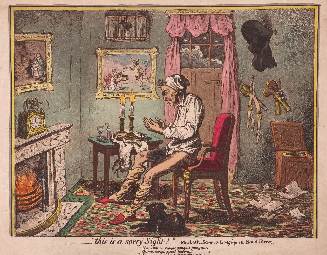?.Ez egy sajnálatos látvány! Kocsma. 1786 (kézzel színezett metszet) alkotó: James Gillray