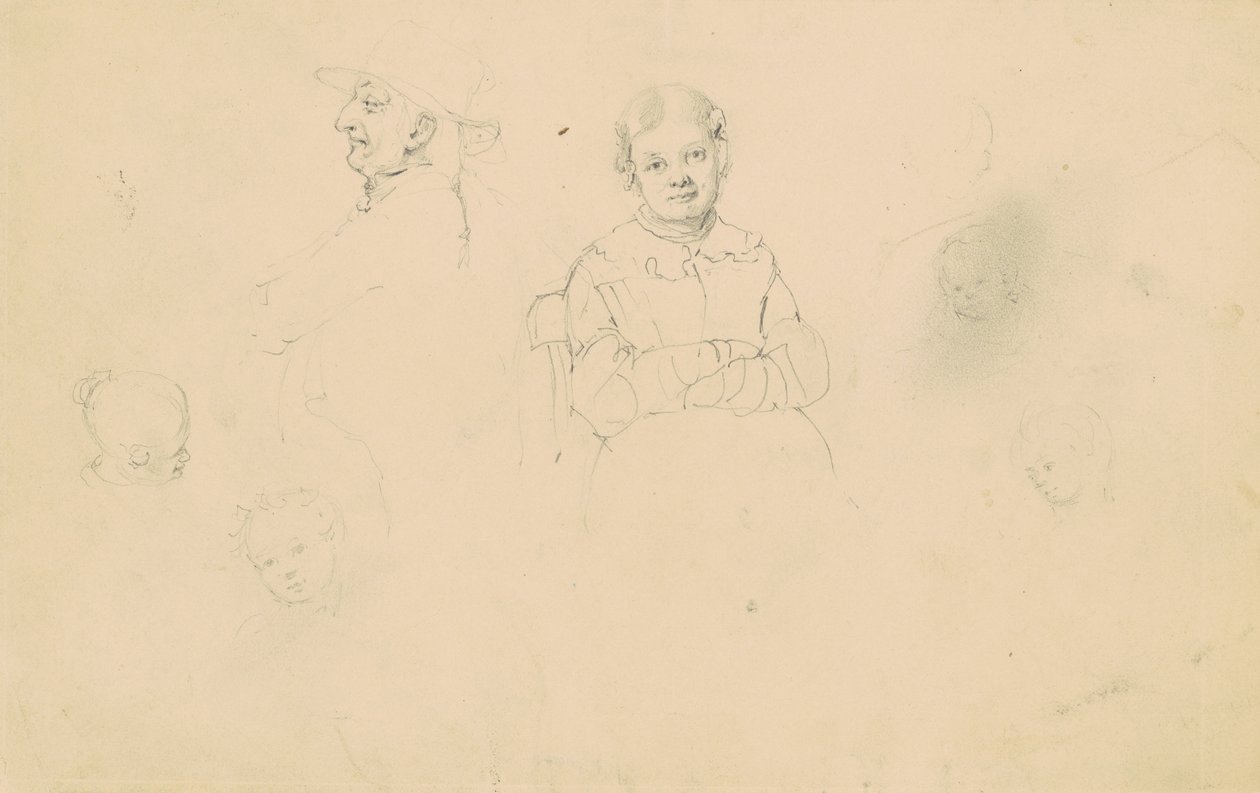 Studies of Figures, 1836-43 körül (grafit szőtt papíron) alkotó: James Goodwin Clonney