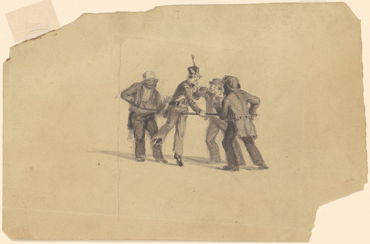 Tanulmány a "Militia Training" számára [recto] alkotó: James Goodwyn Clonney