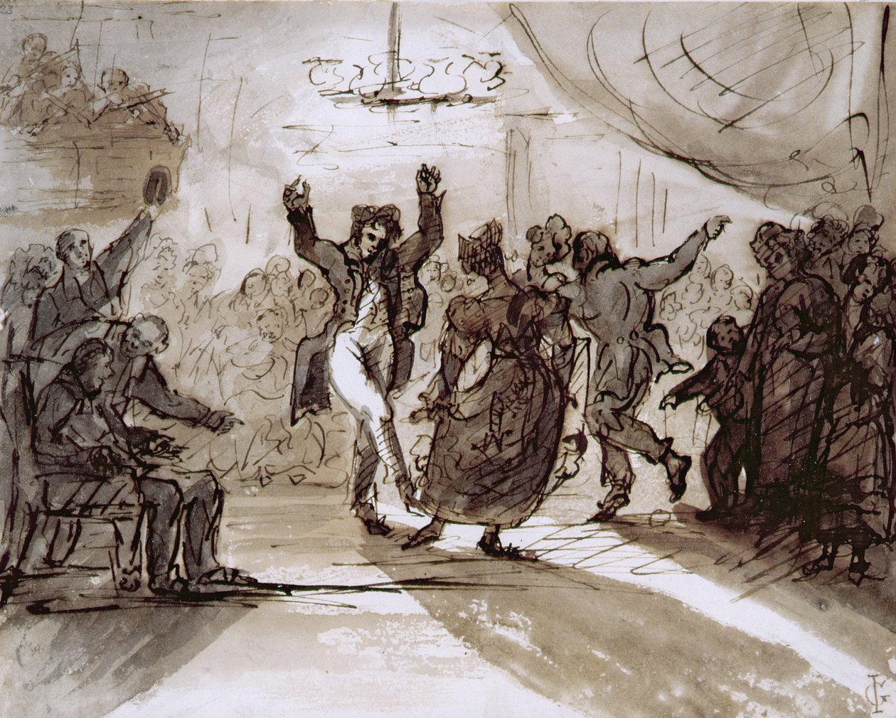The Hunt Ball, 1820 körül (toll és szépia tinta és mosás papíron) alkotó: James Grant