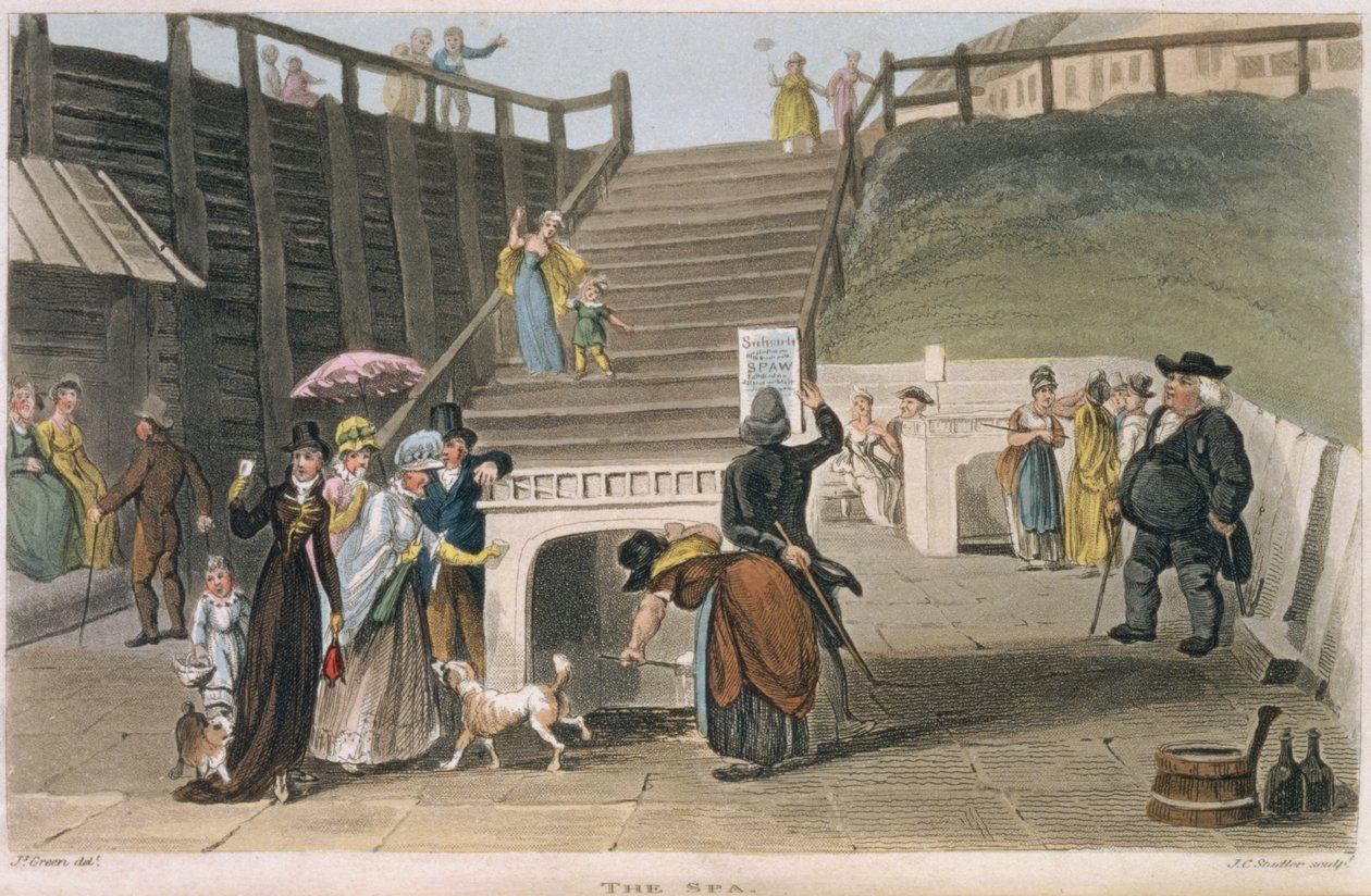 The Spa, lemez a "Poetical Sketches of Scarborough", metszett Joseph Constantine Stadler (fl.1780-1812) pub. 1813 alkotó: James Green