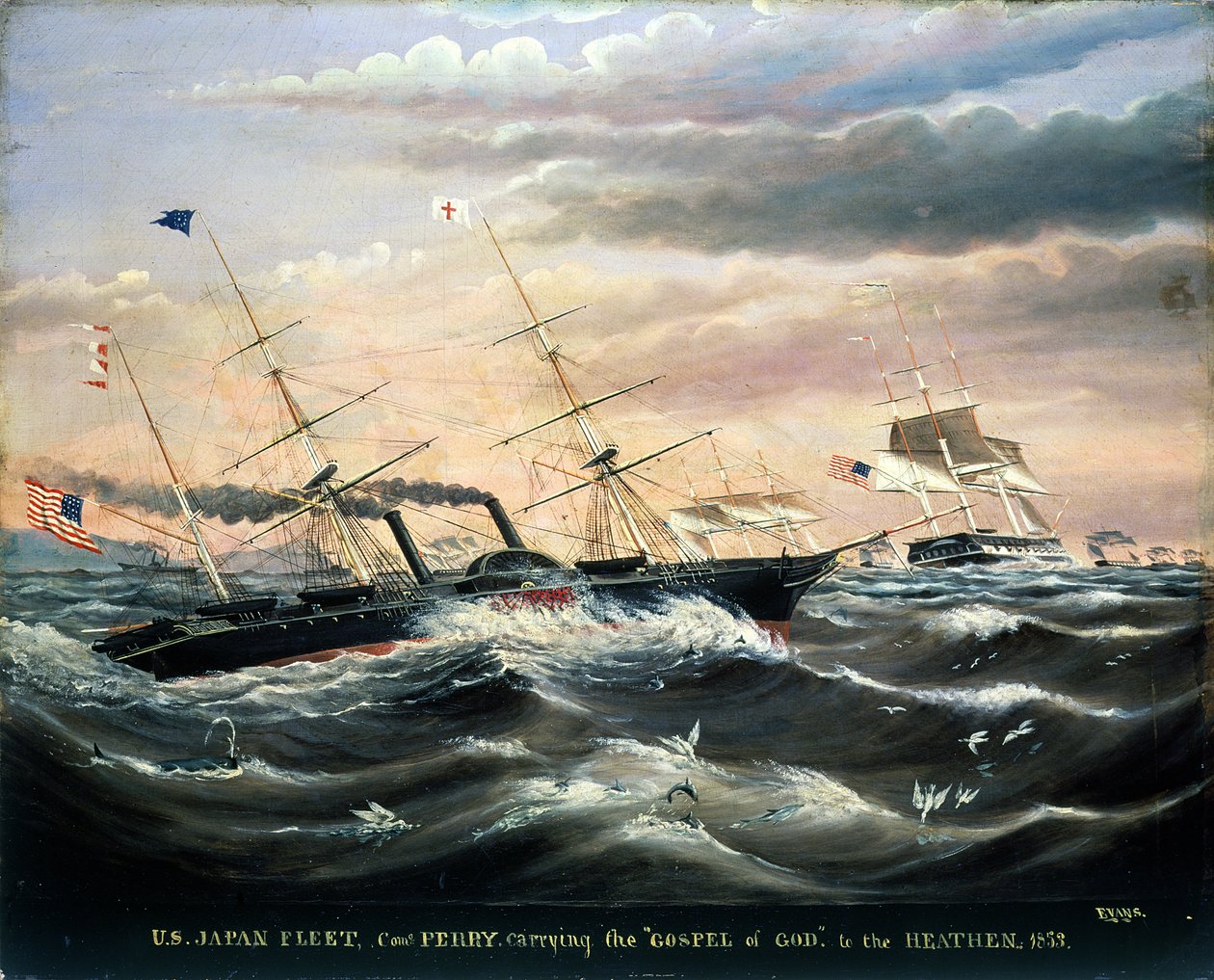 Amerikai japán flotta, Perry kommodor viszi Isten evangéliumát a pogányoknak, 1853 alkotó: James Guy Evans
