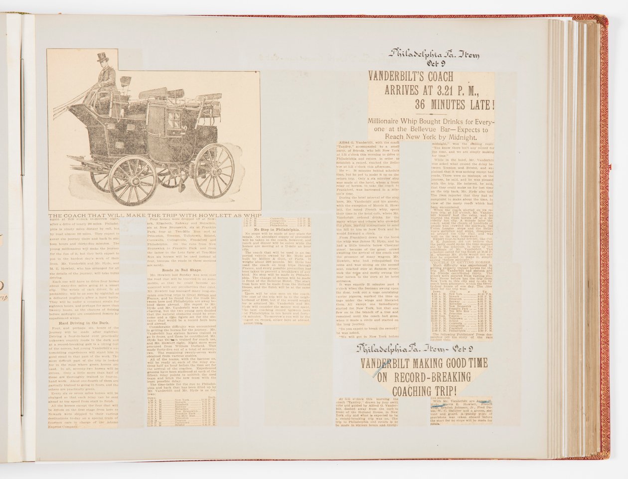 Emlékkönyv, amely dokumentálja az 1901-es rekorddöntő edzőversenyt New York Citytől Philadelphiáig és vissza alkotó: James Hazen Hyde