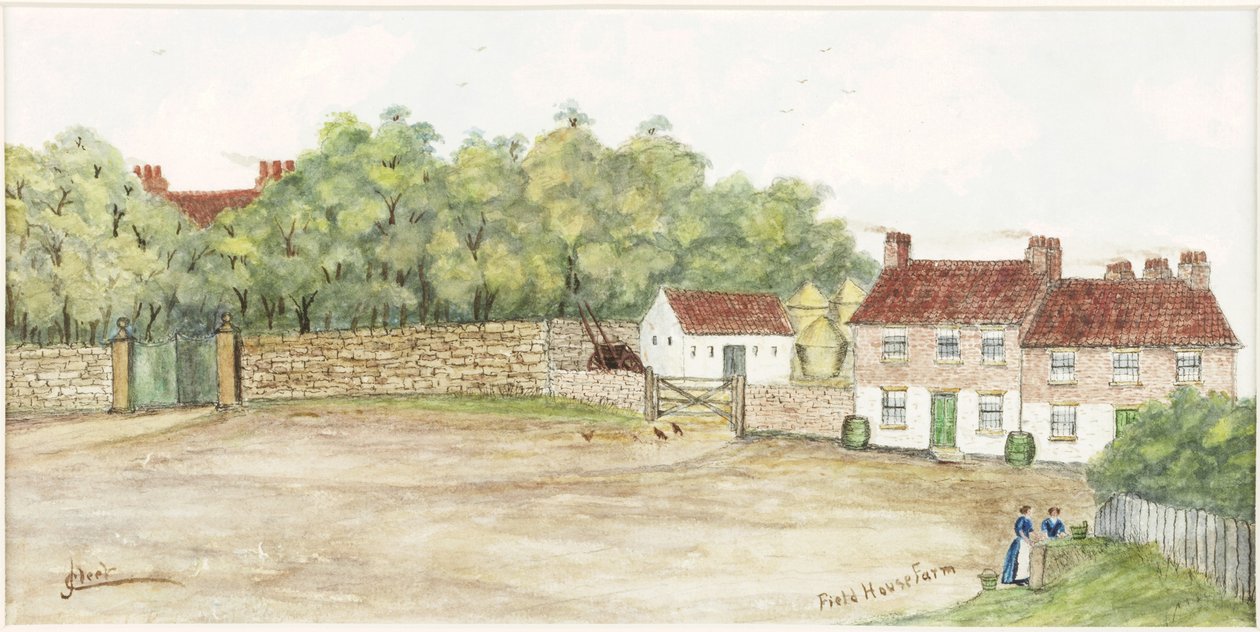 Field House Farm (akvarell, testfesték és tinta papíron) alkotó: James Henry Cleet