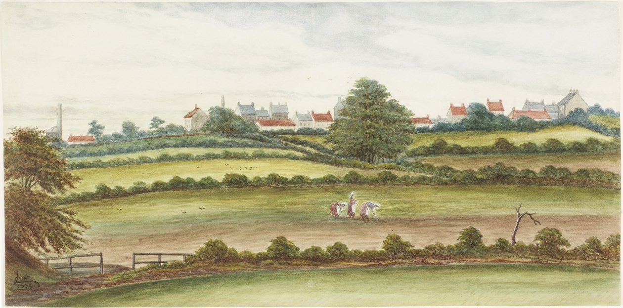Monkseaton északról (akvarell, ceruza és testfesték papíron) alkotó: James Henry Cleet
