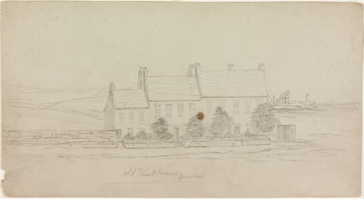 Old Workhouse, Ocean Road (ceruza a kártyán) alkotó: James Henry Cleet