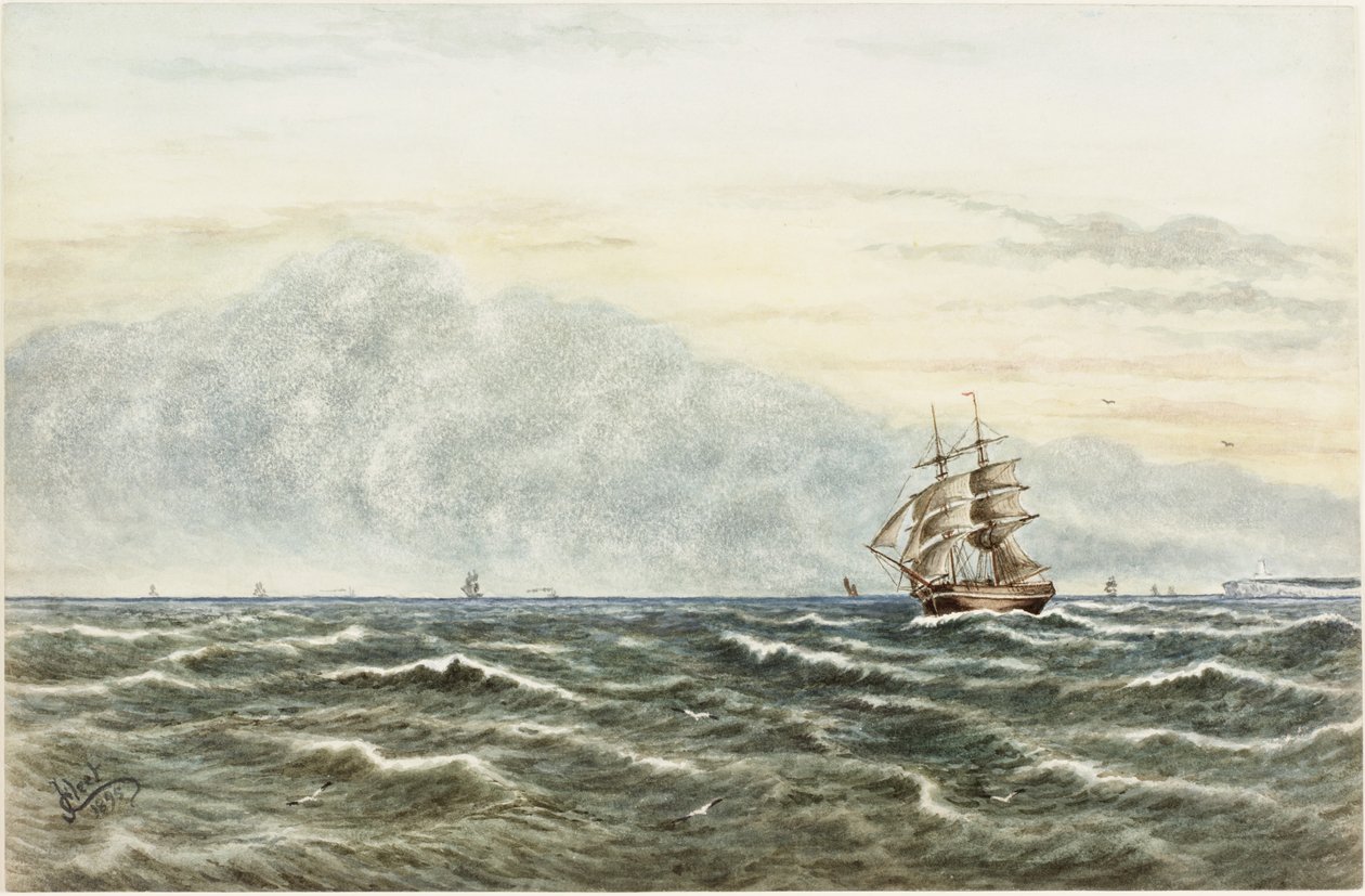 Szállítási jelenet Tynemouthból (akvarell, testfesték és ceruza papíron) alkotó: James Henry Cleet