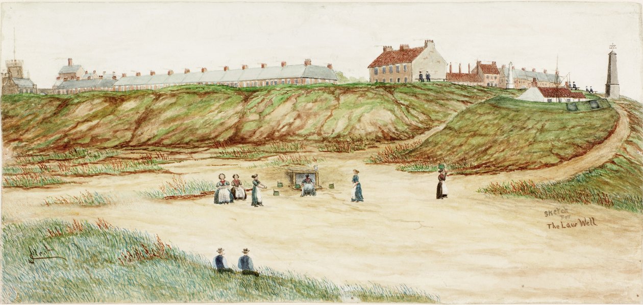 Vázlat a Törvénykúthoz (akvarell, testfesték és ceruza papíron) alkotó: James Henry Cleet