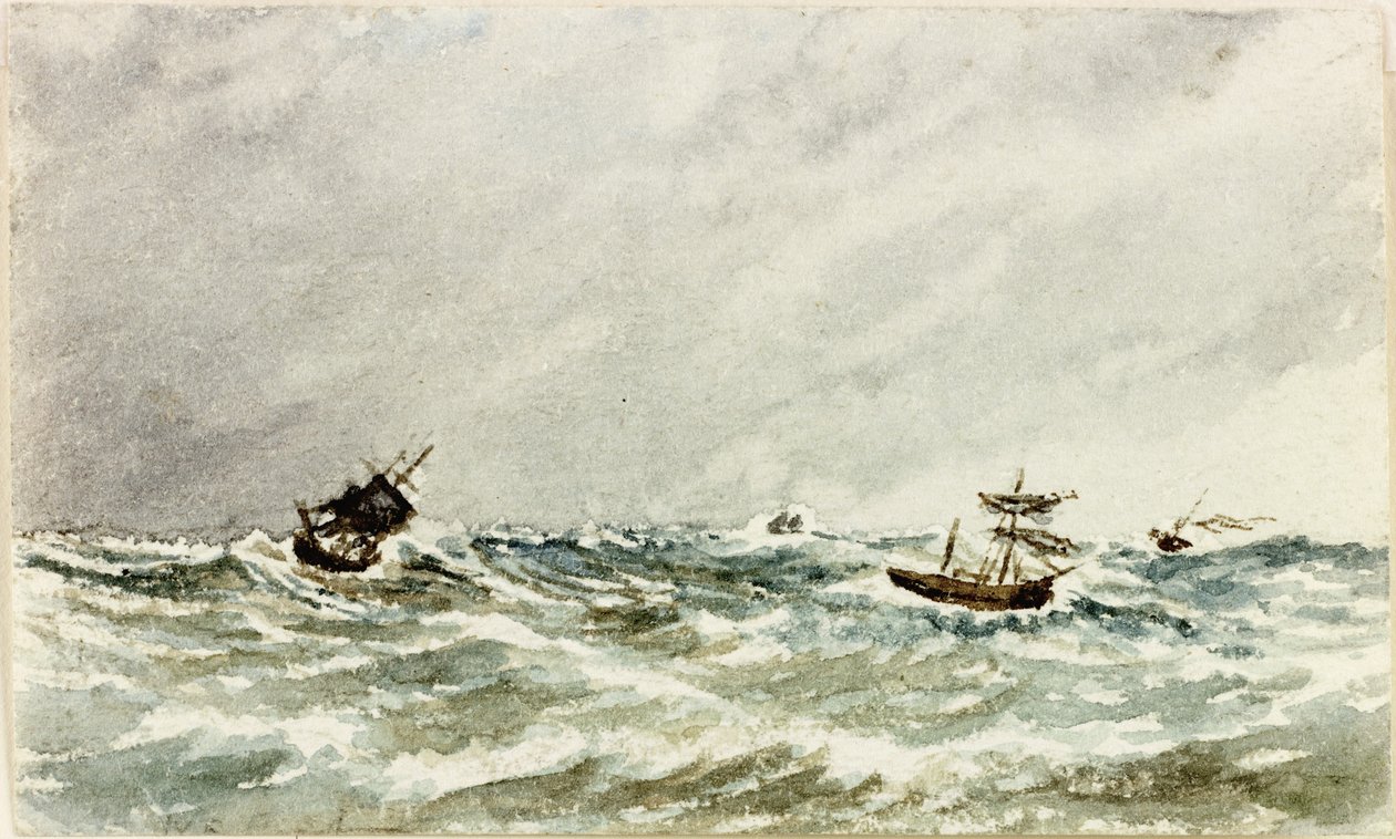 Vihar a tengeren a Tyne partjainál (akvarell és testfesték papíron) alkotó: James Henry Cleet