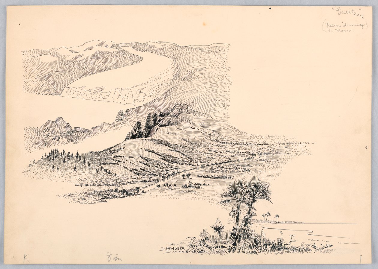Three Landscapes, Design for Washington Board of Trade Dinner, 1908. május 13 alkotó: James Henry Moser