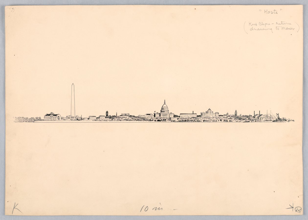 Washington Skyline, Design for Washington Board of Trade Dinner, 1908. május 13 alkotó: James Henry Moser