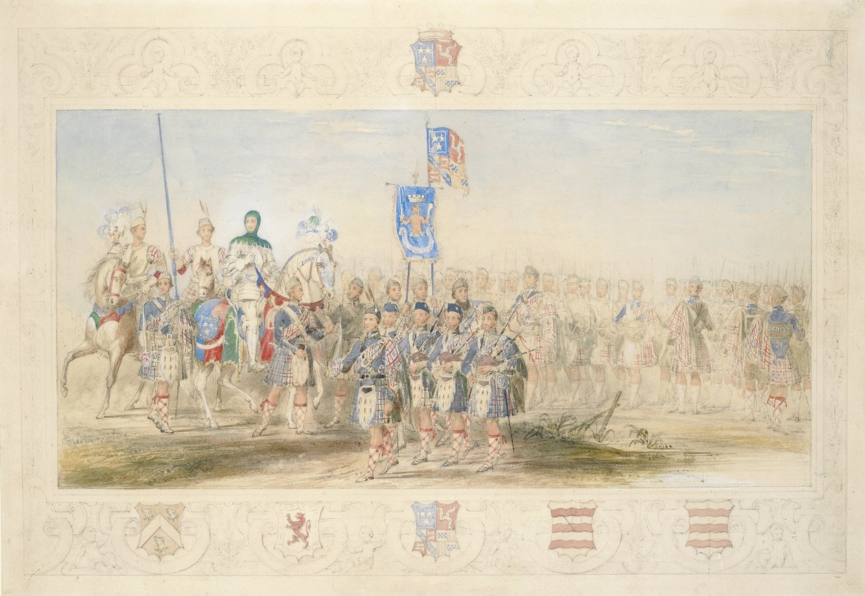 Baron Glenlyon, Knight of the Gael, 1839 (ceruza, wc, gouache és aranyfesték, papír) alkotó: James Henry Nixon