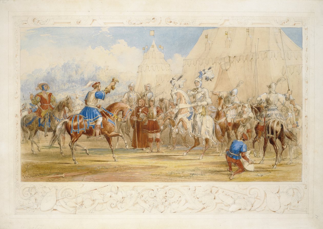 The Challenge, 1841 (ceruza, wc és testszín papíron) alkotó: James Henry Nixon
