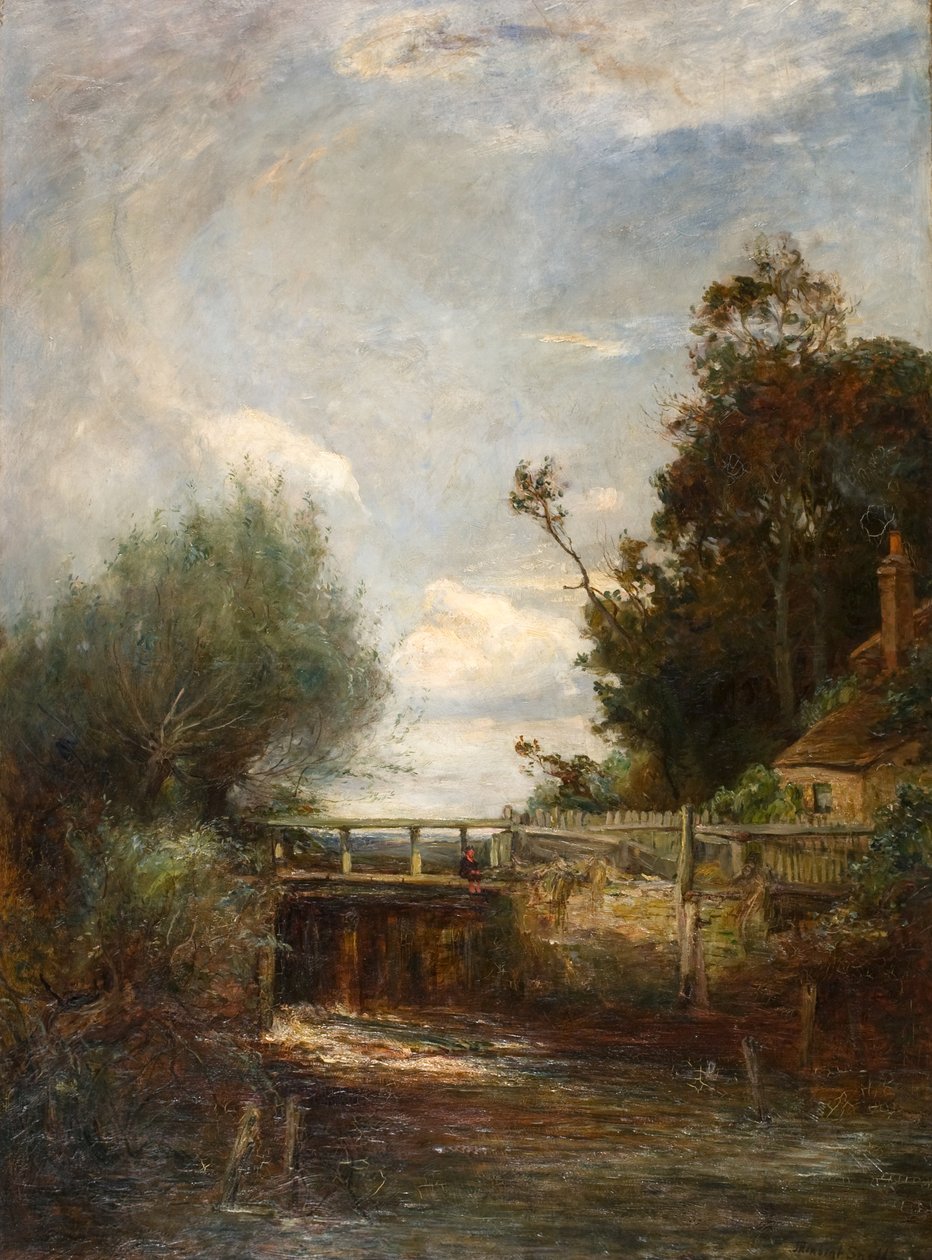 The Lock On the Colne River (olaj, vászon) alkotó: James Herbet Snell