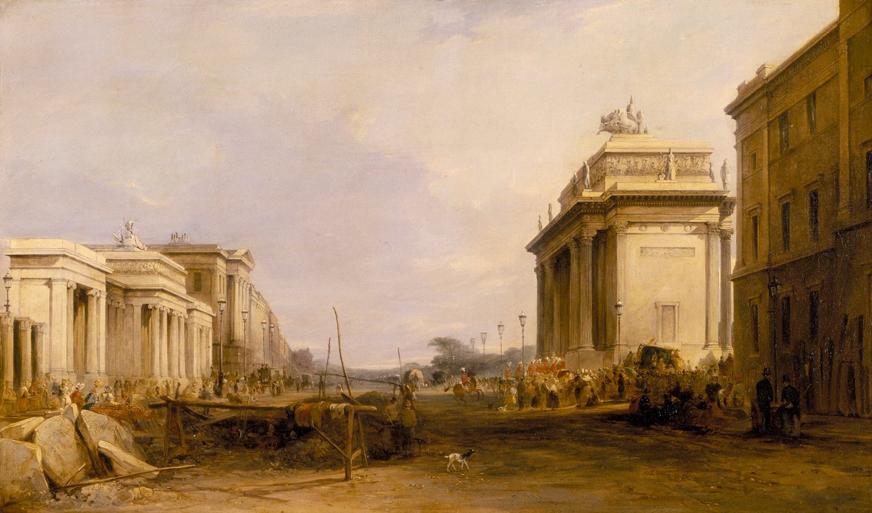 „Hyde Park Corner and Constitution Arch”, 1833 alkotó: James Holland