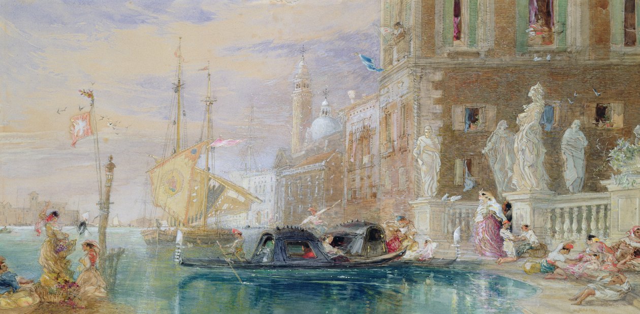Szent György, Velence, 1860 körül (wc, gouache és ceruza papíron) alkotó: James Holland