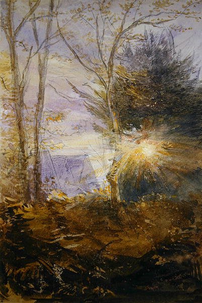 Napkelte, Abinger, Surrey (akvarell papíron) alkotó: James Holland