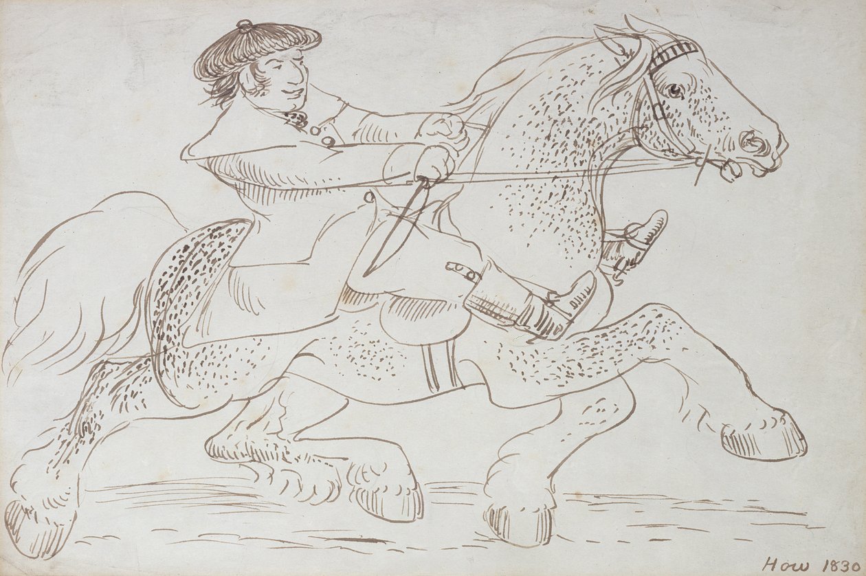 Egy lókereskedő átver egy fiatal Clydesdale-t, 1830 (szépia tinta papíron) alkotó: James Howe