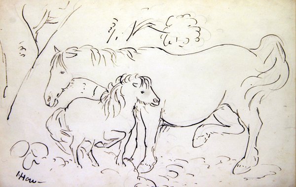 Kanca és csikója (szepia tinta, papír) alkotó: James Howe